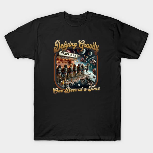 Defying gravity, One beer at a time T-Shirt by RetroRebellion